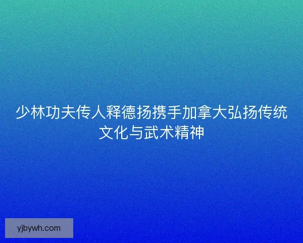 少林功夫传人释德扬携手加拿大弘扬传统文化与武术精神
